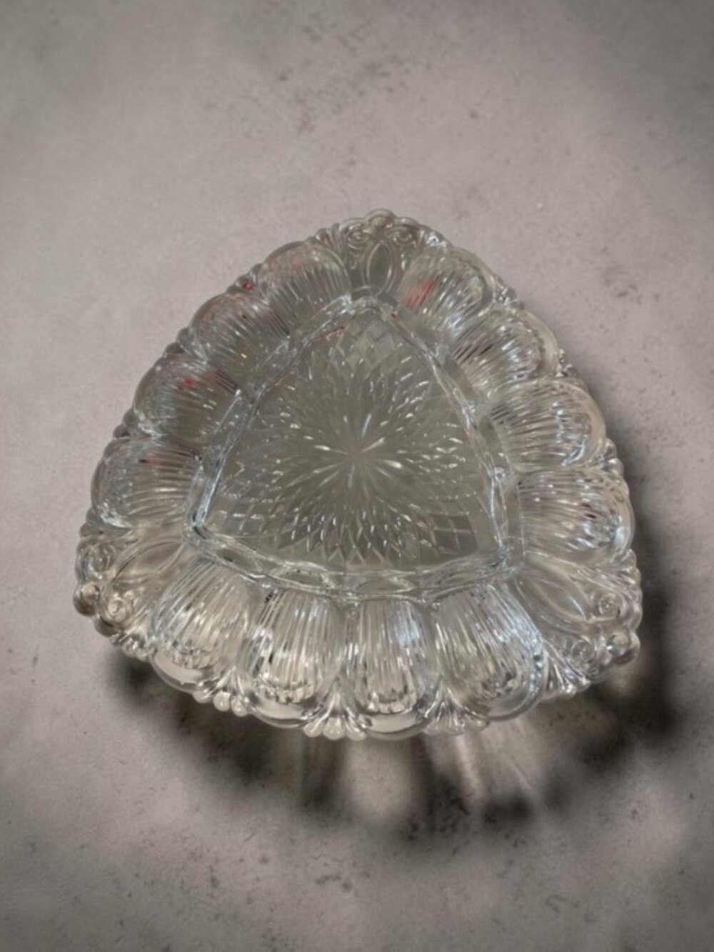 Vintage Clear Pressed Glass Deviled Egg Platter Relish Tray 10” Ornate